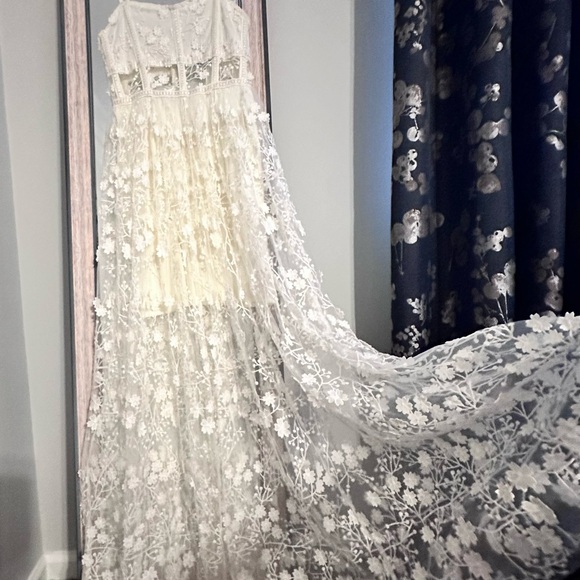 Altar'd State Evangeline floral maxi dress ivory size XS - Picture 5 of 16